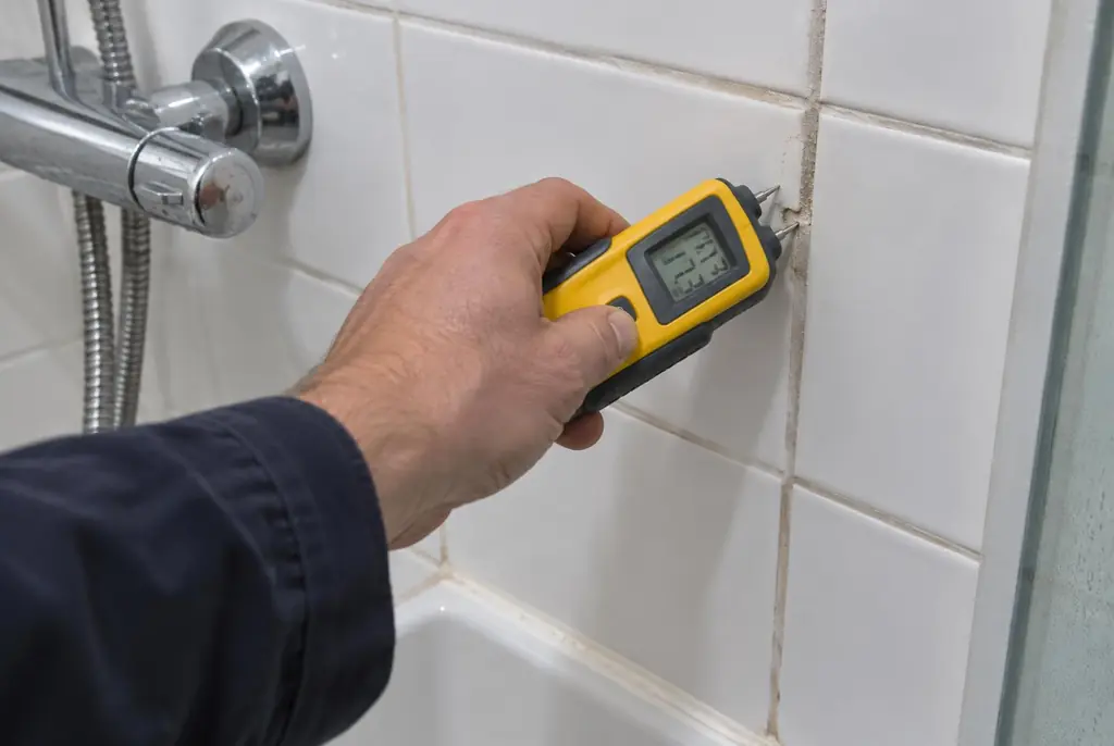 Lekdetectie Emmeloord – vochtmeter op badkamertegels bij de douche