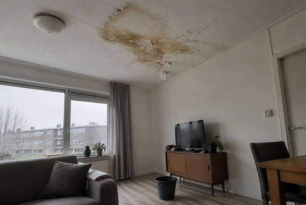 Lekdetectie Emmeloord – vochtplek op het plafond onder een badkamer